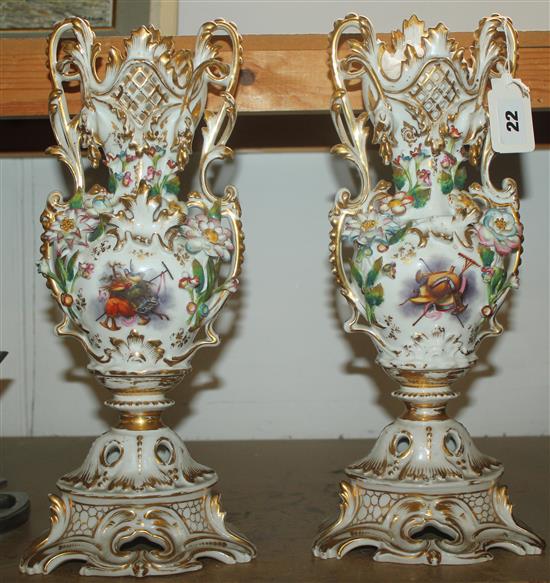 Pair continental vases